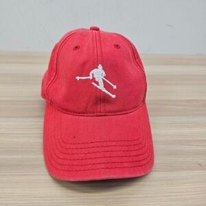 Mens Red Ski Retro Schuss Dad Strap back Baseball Needlepoint Hat HARDING LANE